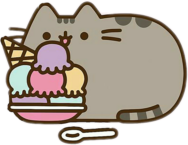 pusheen icecream eating yummy sticker by @helenavlainic1