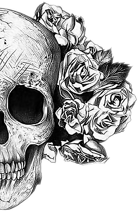 skull rose creepy twisted sticker by @bazookabubbles09