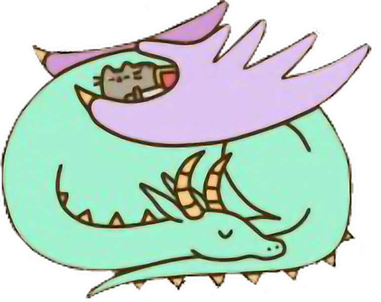 Download pusheen dragon sleep - Sticker by Faerie Cari